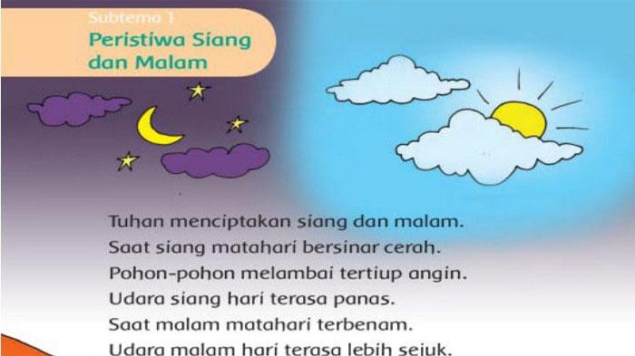 Jawaban Soal Tema 8 Kelas 1 Subtema 1 Semester 2 Tentang Peristiwa Siang dan Malam Pilihan Ganda