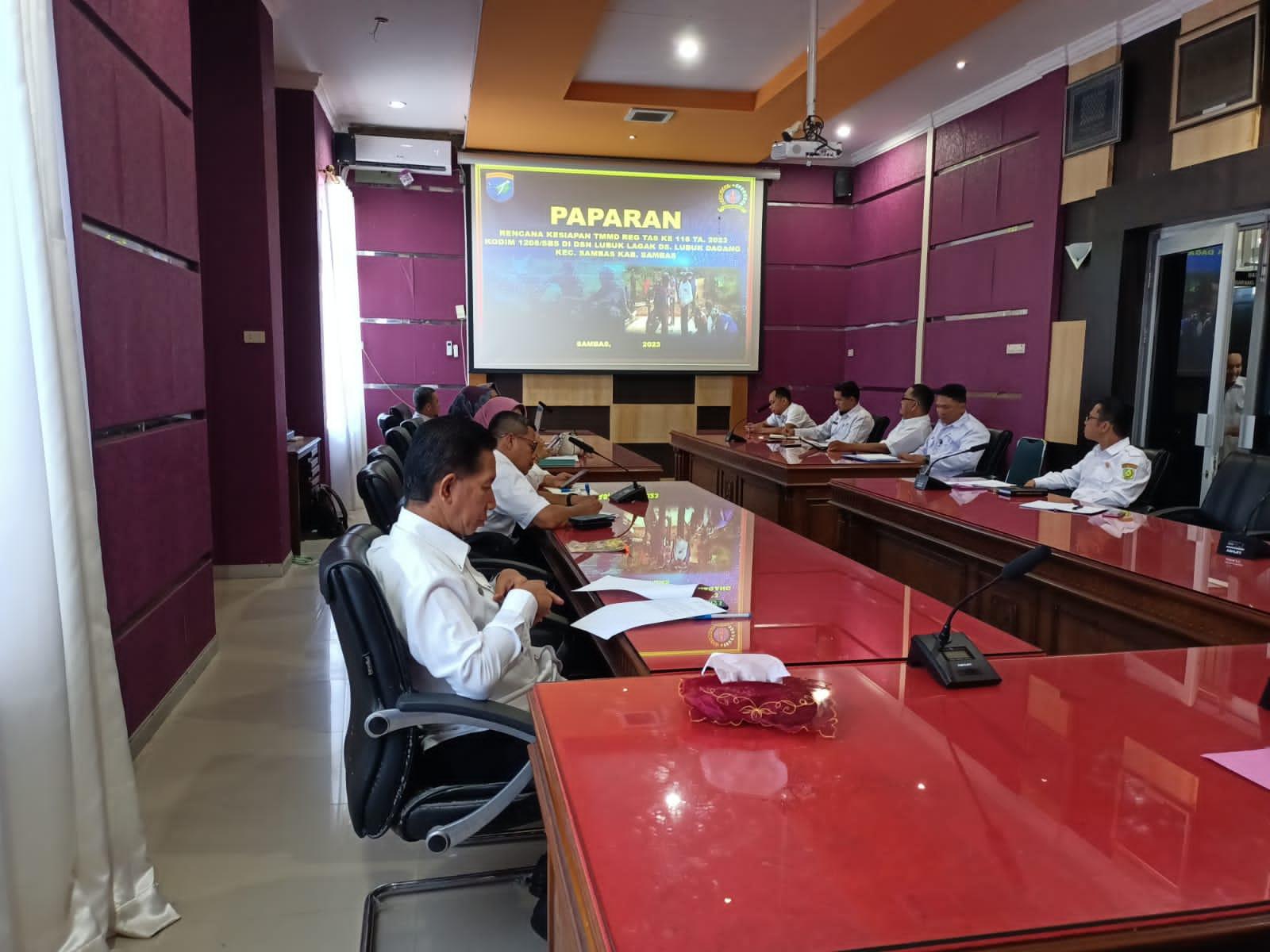 Kodim 1208/Sambas dan Pemkab Sambas Gelar Rakor Pelaksanaan TMMD Reguler Perbatasan ke-116