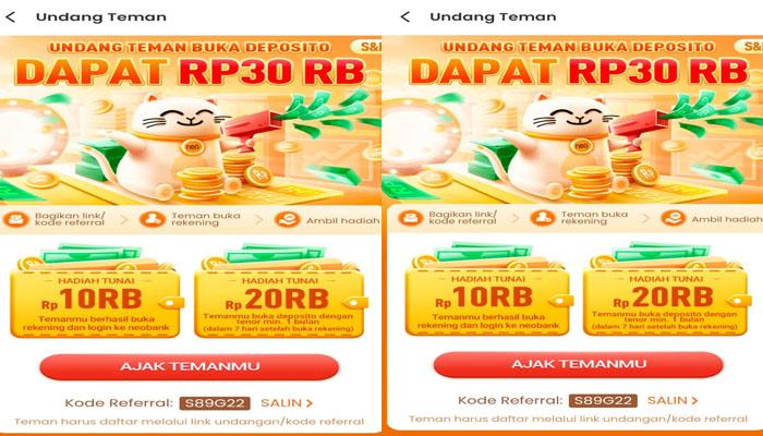 Cara Dapat Penghasilan Terbaru NeoBank 2023, Rincian Hadiah Uang Tunai dari Kode Referral