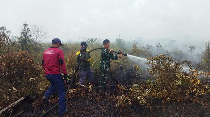 Karhutla di Desa Pasir, Prajurit Kodim 1201/Mph Turut Berjibaku Padamkan Api