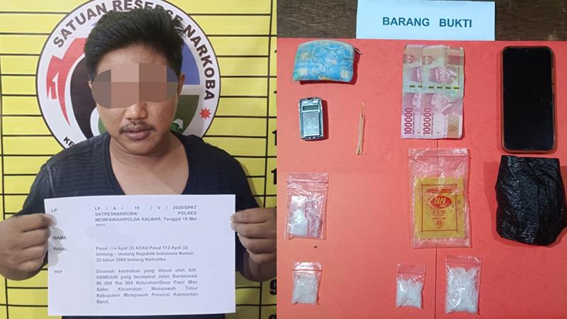 Satresnarkoba Polres Mempawah Tangkap Seorang Pria di Rumah Kontrakan, Miliki Sabu Seberat 18 Gram