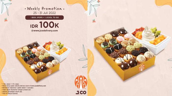 Promo JCO 26 Juli 2022, 1 Box Jpops Isi 24 Jcool To Go 100 Ribu & Beli 1 Gratis 1 Kopi French Press