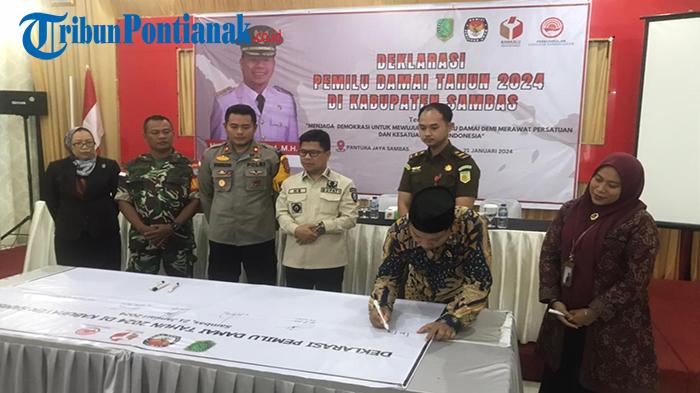 Kesbangpol dan PGK Sambas Deklarasikan Pemilu Damai di Kabupaten Sambas