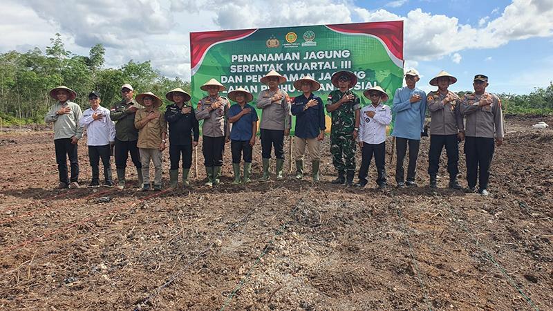 Polres Sambas Gandeng Poktan Tanam Jagung 5 Hektar di Sungai Baru
