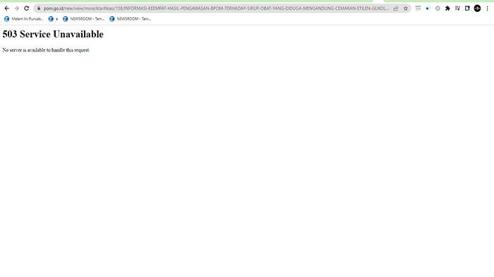 Umumkan 5 Sirup Obat yang Diduga Terkandung Cemaran EG dan DEG, Website BPOM Tak Bisa Diakses