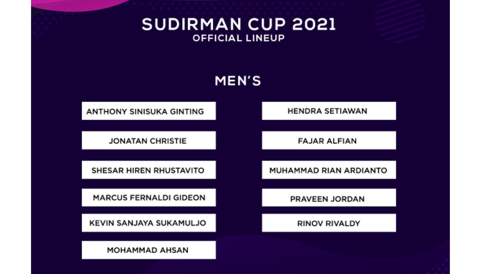 Daftar Pemain Indonesia di Piala Sudirman 2021 Resmi dari PBSI