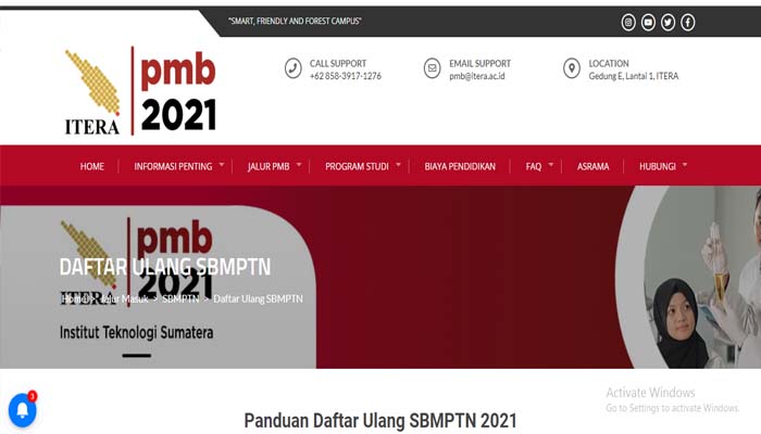 DAFTAR Ulang SBMPTN ITERA Tahapan dan Alur Daftar Ulang dan Pengisian DIM https://pmb.itera.ac.id/