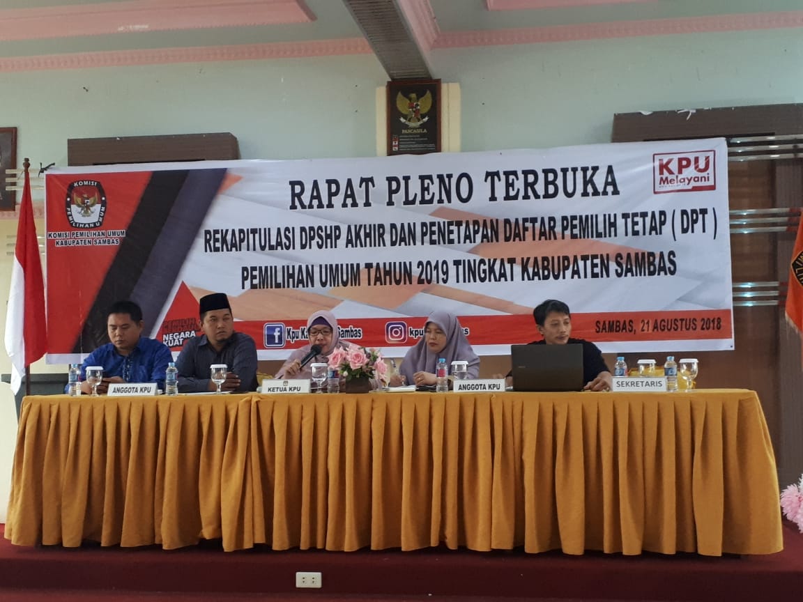 KPU Sambas Tetapkan DPT Pileg 2019, Segini Jumlahnya