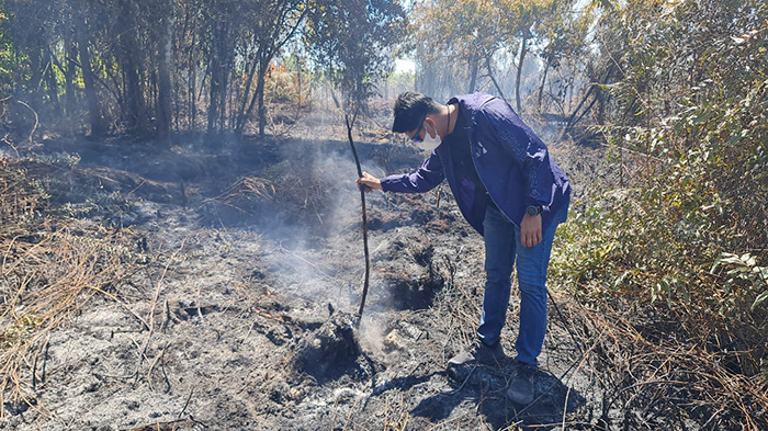 Sat Reskrim Polres Mempawah Amankan Diduga Pelaku Karhutla Dusun Tekam Desa Sejegi