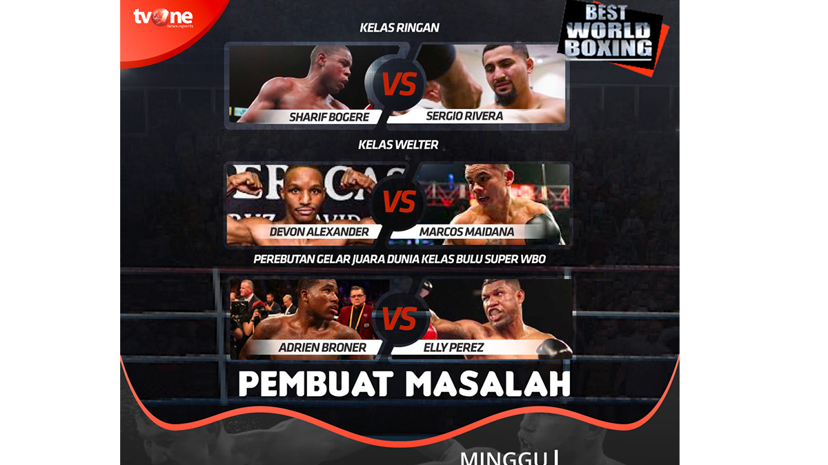 Jadwal Tinju Dunia Live TVOne Best World Boxing Minggu 8 November 2020 Mulai Pukul 09.00 WIB