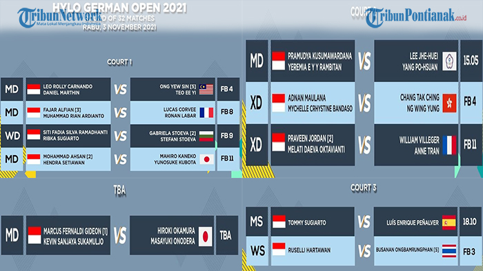 Jadwal Hylo Jerman Open 2021 Lengkap Jam Tayang Live Pemain Indonesia Hari Ini 3 November 2021