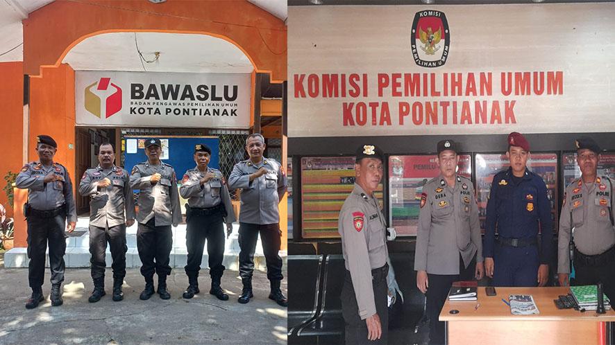 Polsek Pontianak Kota Lakukan Pengamanan Kantor Bawaslu dan KPU Kota Pontianak