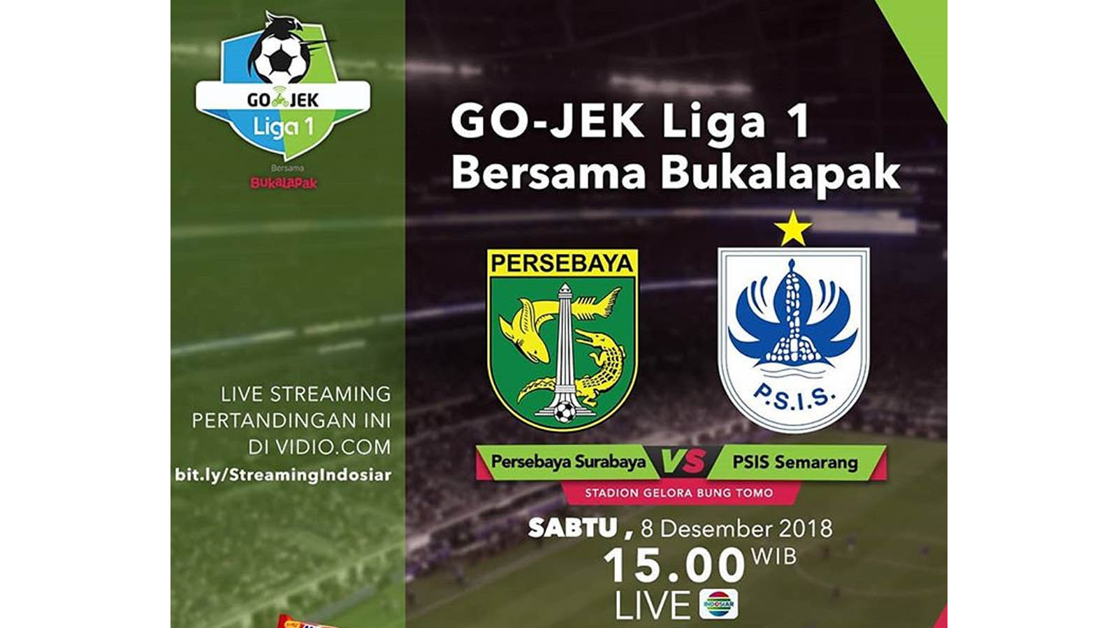 LIVE STREAMING Persebaya Vs PSIS: Link Live Streaming Indosiar Liga 1: Berlangsung Pukul 15.30 WIB