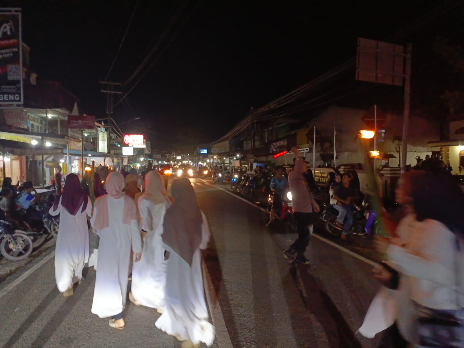 Polsek Rasau Jaya Lakukan Pengamanan Pawai Taaruf Sambut Ramadan 2025