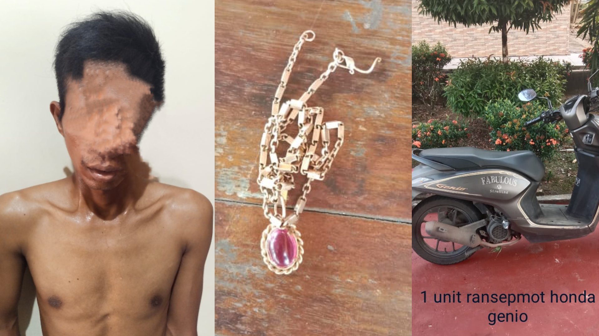 Petugas Gabungan Polsek Menjalin dan Polsek Toho Lumpuhkan Tersangka Jambret, Ini Barang Buktinya