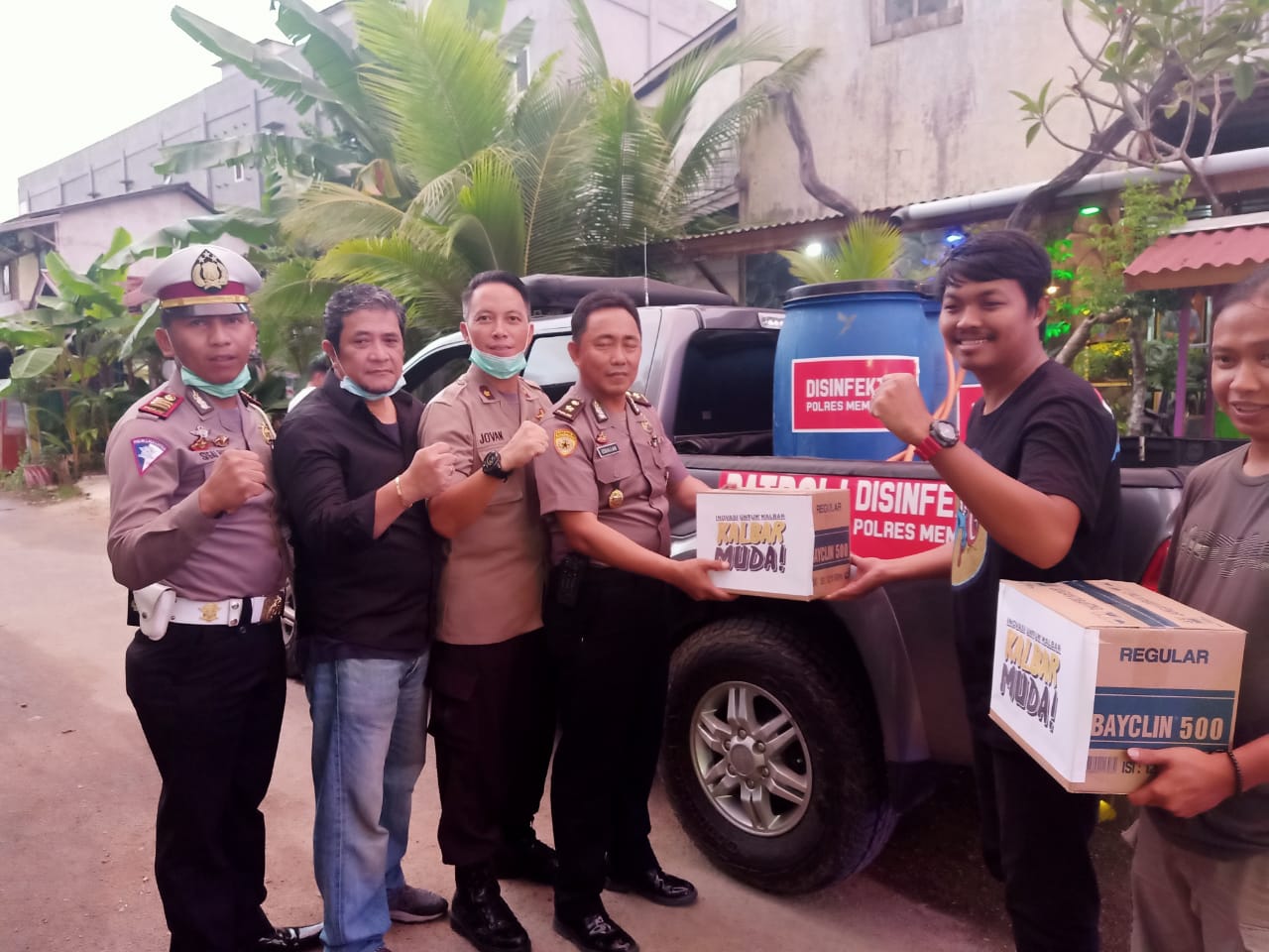 Polres Mempawah Rakit Mobil Patroli Disinfektan Manfaatkan Dua Drum, Begini Penampakannya