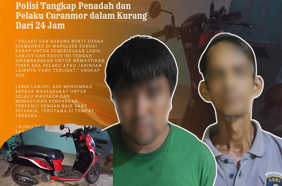 Polisi Tangkap Penadah dan Tersangka Curanmor Kurang dari 24 Jam, Ini Orang dan Barang Buktinya