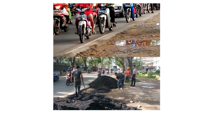 Polsek Pontianak Utara Amankan Proses Penimbunan Jalan di Jembatan Tol Landak