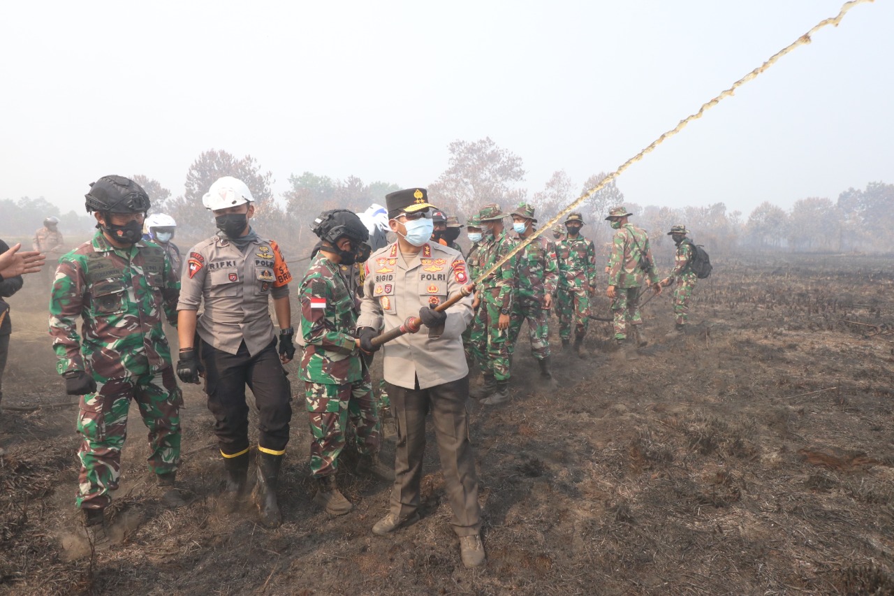 Kapolda Kalbar dan Pangdam XII/Tanjungpura Tinjau Langsung Titik Api di Rasau Jaya