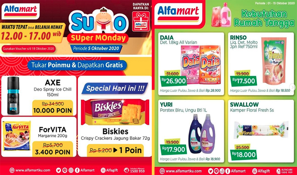 PROMO ALFAMART 5 Oktober 2020, Kejutan Super Monday & Beli 2 Gratis 1, Cek Promo Kado Ultah Alfamart
