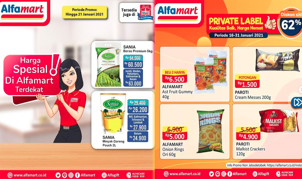 PROMO ALFAMART Hari Ini 20 Januari 2021, Harga Spesial Beras Minyak Goreng hingga Diskon hingga 62 %