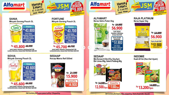 Promo JSM Alfamart 11 Juni 2022, Minyak Goreng Beras Susu Deterjen hingga Popok Bayi Hemat Banget
