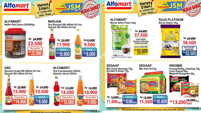 Promo JSM Alfamart 20 Maret 2022, Aneka Diskon Deterjen Sirup Biskuit & Beras Rp 52.500 - 58.500