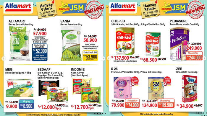 Promo JSM Alfamart 26 Maret 2022, Banyak Diskon Deterjen Sirup Biskuit & Beras Rp 52.900 - 58.900