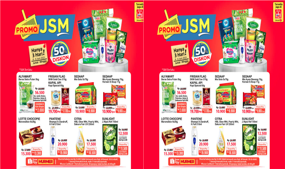 KATALOG PROMO JSM ALFAMART Terbaru 4 - 6 Juni 2021, Banyak Diskon Beras Susu Snack hingga Deterjen