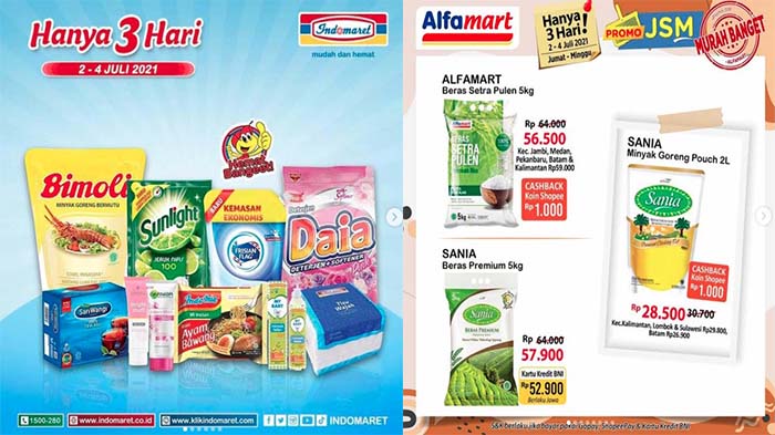 PROMO JSM INDOMARET 2 - 4 Juli 2021 dan JSM ALFAMART 2 - 4 Juli 2021 Buruan Banyak Diskon & Hemat!