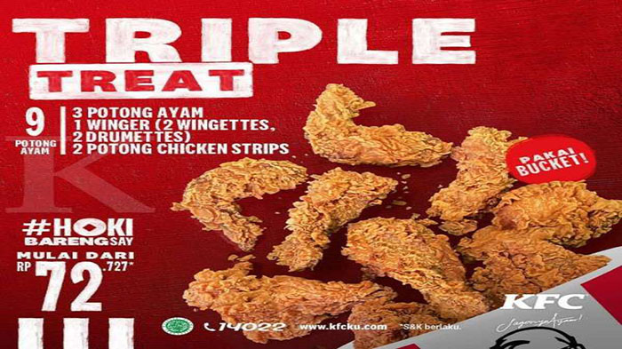 PROMO KFC Hari Ini 6 Februari 2021, Menu KFC Triple Treat di KFC Terdekat 9 Potong Cuma Rp 70 Ribuan