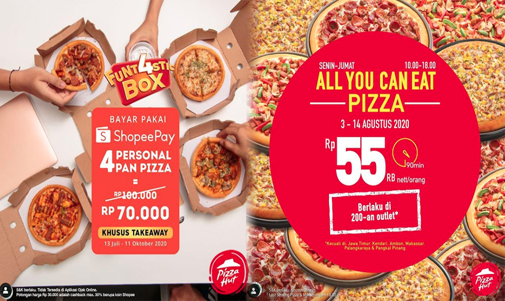 PROMO Pizza Hut Agustus 2020 Makan Sepuasnya Cuma Rp 55 Ribu Sampai 14 Agustus, Ada Funt4stic Box!
