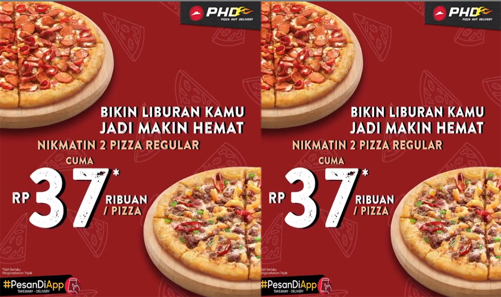 PROMO PHD Pizza Hut Delivery 21 Agustus 2020, Nikmati 2 Pizza Reguler Cuma Rp 37 Ribuan per Pizza