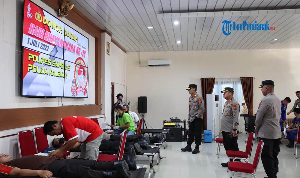 Bakti Sosial Dalam Rangka Hari Bhayangkara ke-76, Polres Sambas Gelar Donor Darah