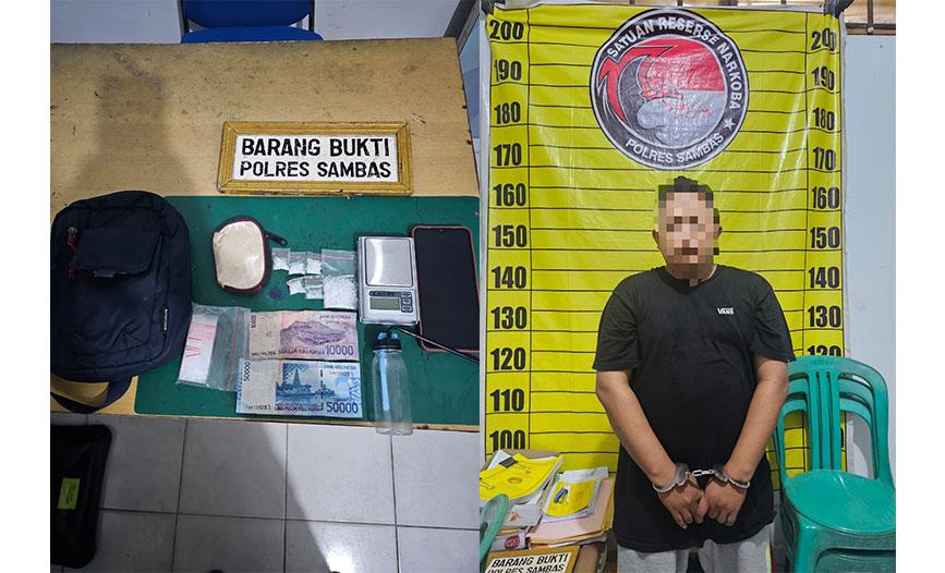 Polisi Ringkus Pria Diduga Pengedar Shabu di Tebas Sambas, Sita 10,15 Gram Sabu