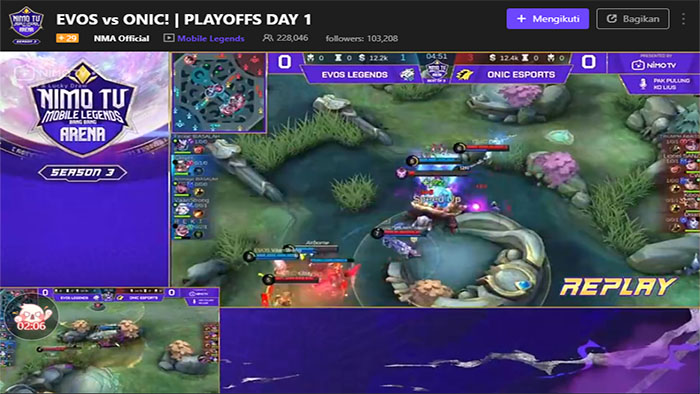 Sedang Bertarung EVOS Legends Vs Onic Esports di Bracket Playoff NMA Season 3 Live NimoTV