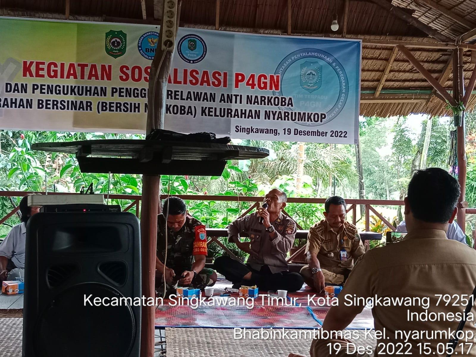 Hadiri Sosialisasi P4GN, Wakapolsek Singkawang Timur Ajak Warga Hindari Narkoba