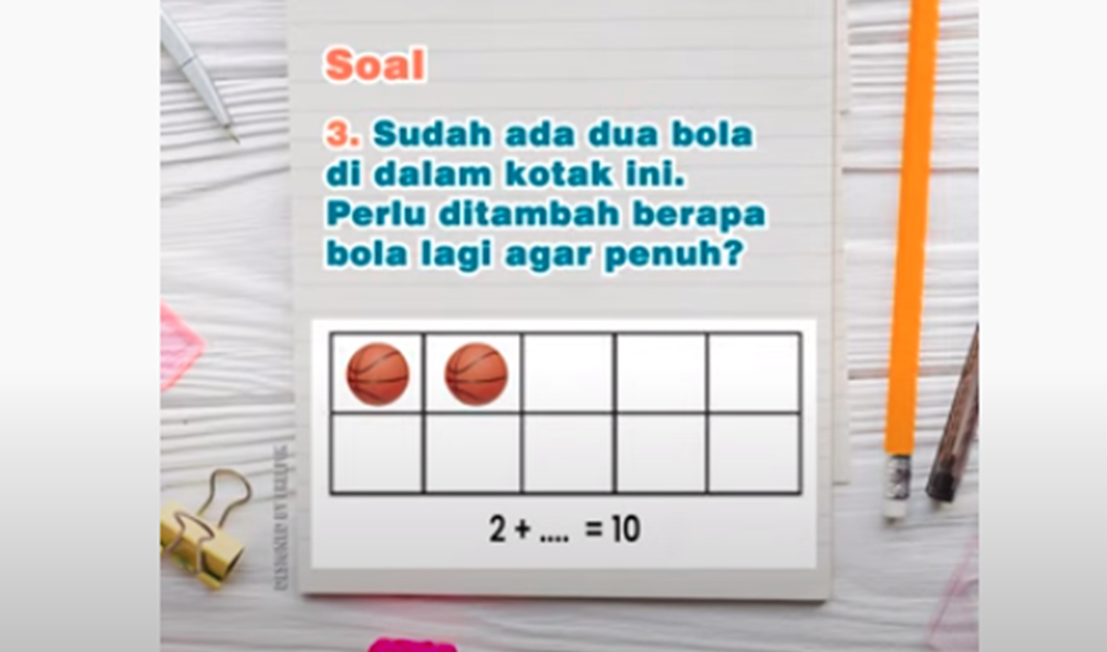 Sudah Ada Dua Bola di Dalam Kotak Ini, Perlu Ditambah Berapa Bola Lagi Agar Penuh? Soal TVRI 1-3 SD