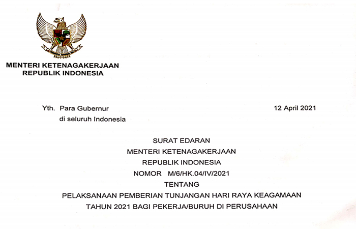 Hitungan THR Karyawan Baru sesuai Isi Surat Edaran Menaker tentang THR 2021 pdf , Lihat Disini !