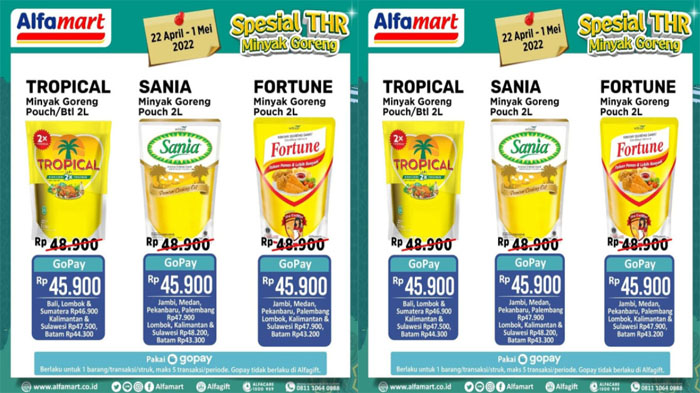 Update Promo Alfamart 23 April 2022, Banyak Diskon & Harga Spesial Minyak Goreng  2 Liter Rp 45.900