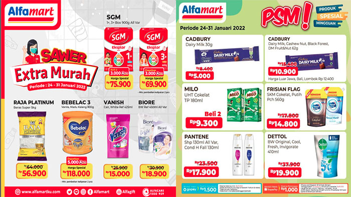 Update Promo Alfamart Hari Ini 27 Januari 2022, PSM dan Extra Murah Beras Susu Sabun hingga Deterjen