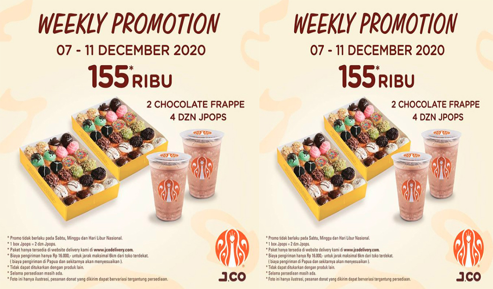 UPDATE PROMO JCO Terbaru Desember 2020, 2 Box JPops 2 Chocolate Frappe Favorit Hanya Rp 155 Ribu