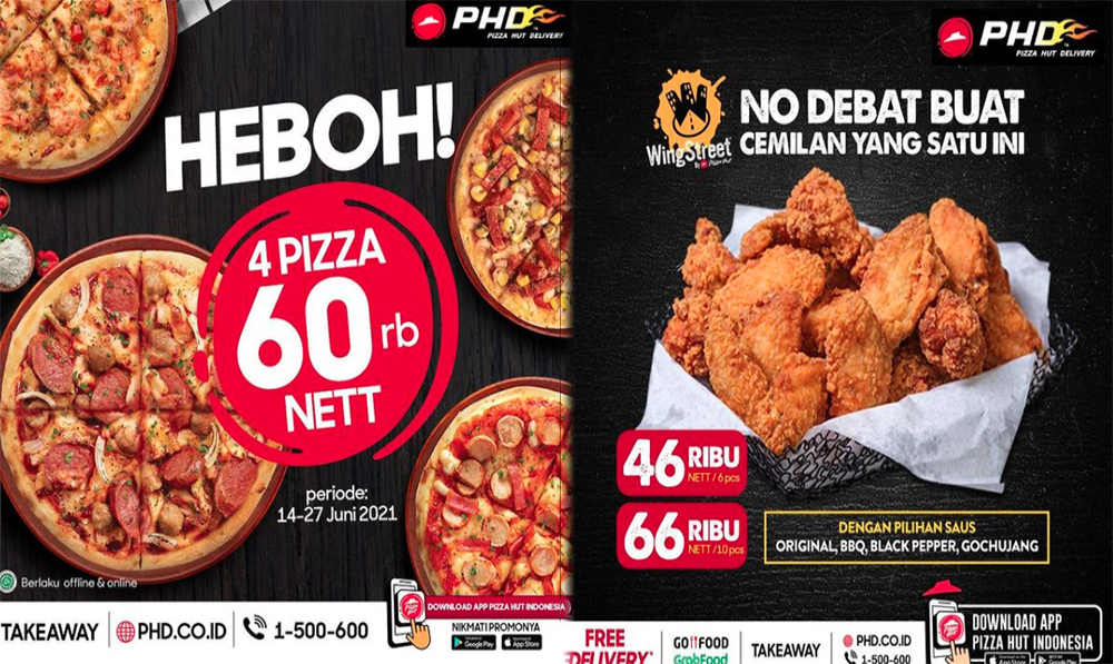 UPDATE PROMO PHD Pizza Hut Delivery Hari Ini 15 Juni 2021, Harga 4 Pizza Heboh Cuma 60 Ribu Saja