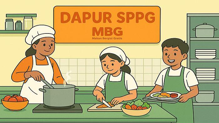 DAPUR SPPG - Ilustrasi Dapur SPPG yang menyiapkan menu Makan Bergizi Gratis (MBG).
