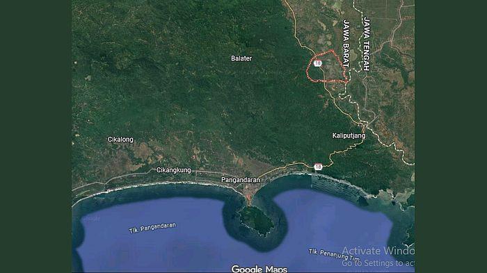 DESA CIGANJENG - Letak Desa Ciganjeng, Kecamatan Padaherang, Kabupaten Pangandaran menurut peta di google,maps ditunjukkan dengan titik-titik merah, dekat dengan perbatasan Provinsi Jawa Barat dan Jawa Tengah.