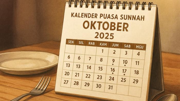 KALENDER PUASA SUNAH - Kalender Nasional Oktober 2025, Lengkap Jadwal Puasa Sunnahnya, Ada Hari Penting Apa?. Ilustrasi kalender puasa sunnah Oktober 2025. (Kolase TribunPriangan.com/ Lulu Aulia Lisaholith)