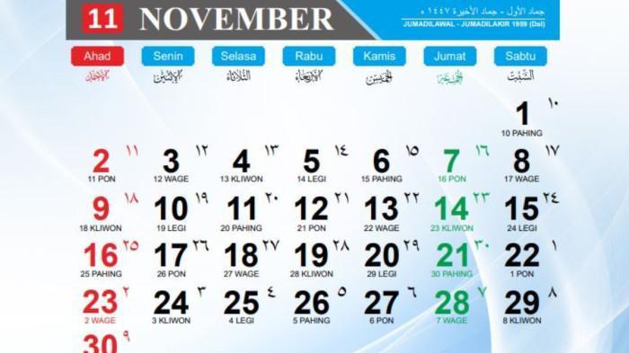 Kalender Bulan November 2025, Tanggal Merah dan Hari Penting Sepanjang Bulan