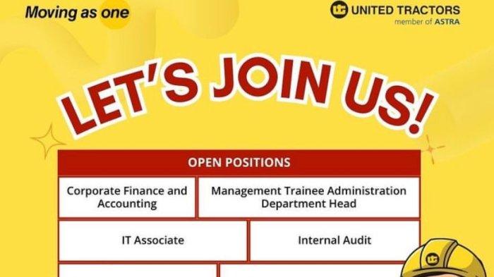 6 Posisi Dibutuhkan PT United Tractors Bagi S1 Pengalaman-Fresh Graduate, Ditutup hingga 29 Februari