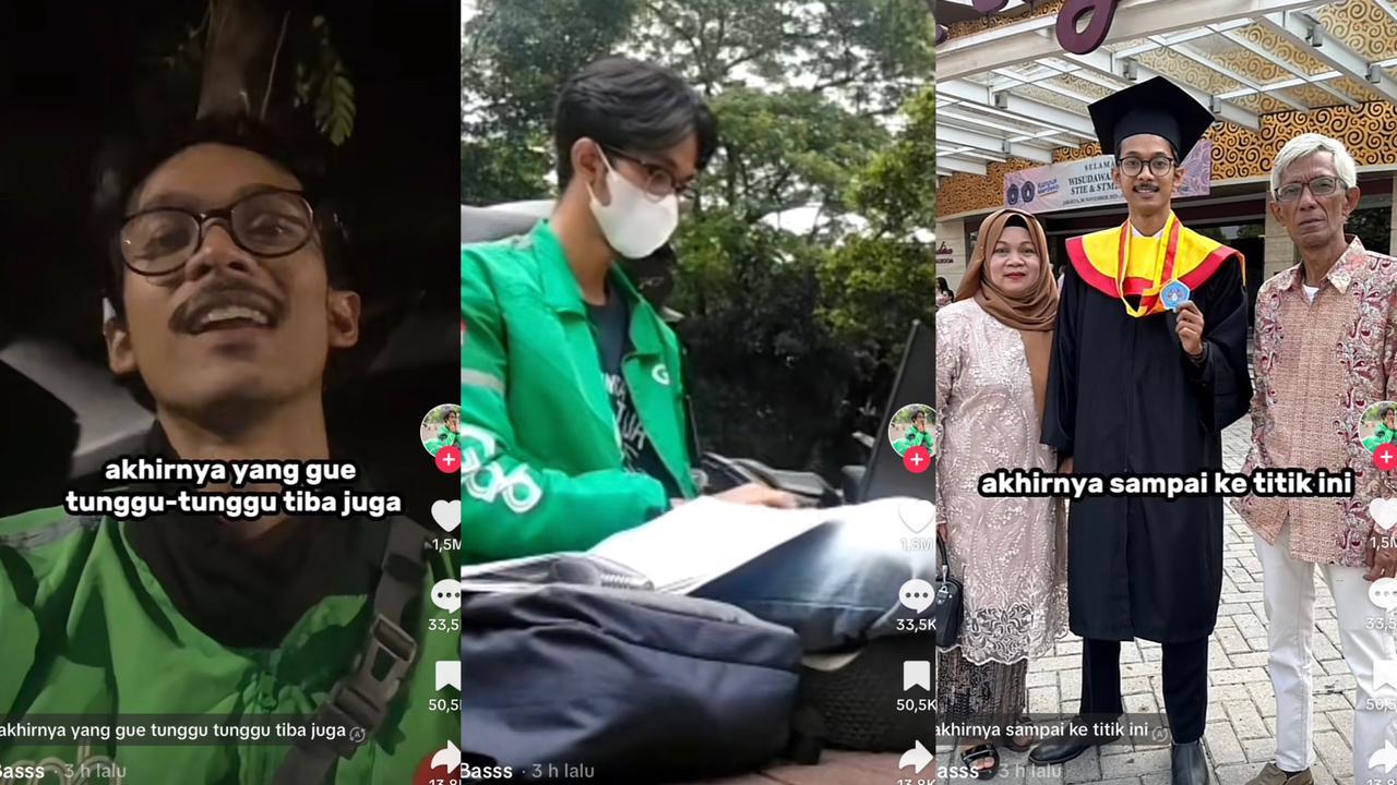Kisah Pemuda 4 Tahun Jadi Ojol hingga Akhirnya Sarjana Viral di Medsos, Warganet: Keren Mas!