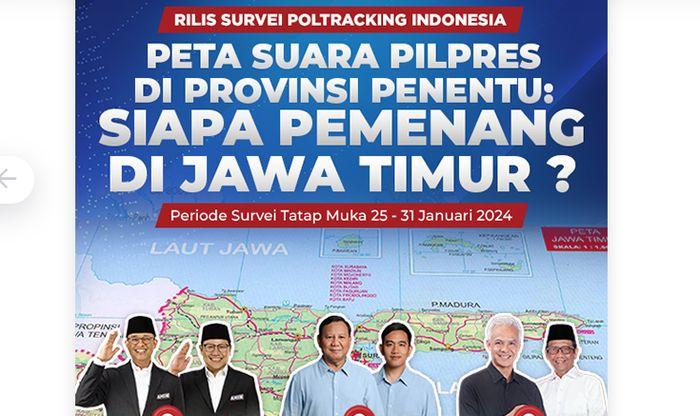 SURVEI Pilpres di Jatim Versi Poltracking Jelang Pencoblosan, Prabowo-Gibran Gerus Ganjar-Mahfud